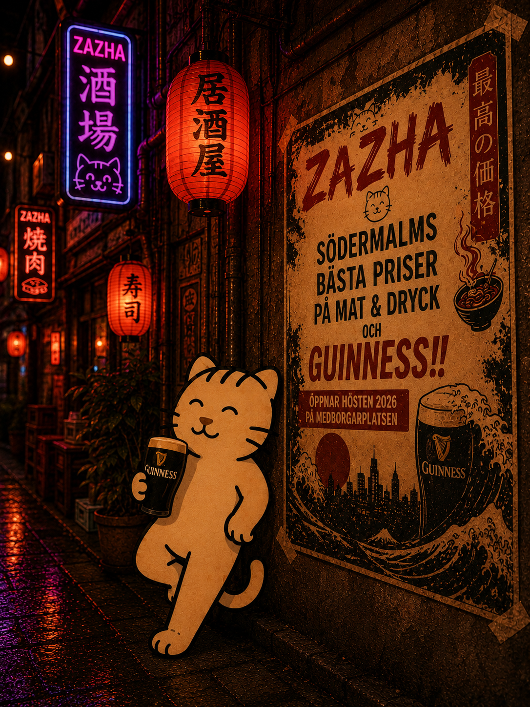 Neonupplyst gränd — ZAZHA Guinness